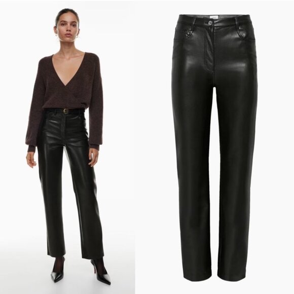 Aritzia Wilfred The Melina High-waisted Vegan Leather pants in Black 12 - Picture 11 of 11